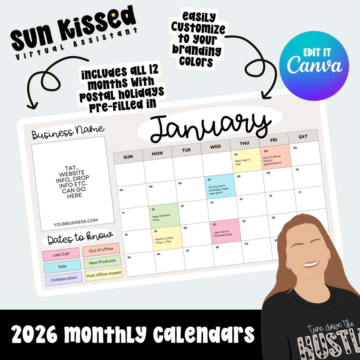 2026 12 Monthly Calendars Canva Template
