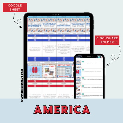 America Content Calendar & Social Media Engagement Graphics T Shirt Business | Sun Kissed Virtual Assistant