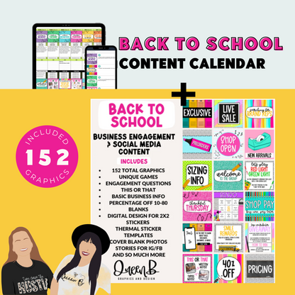 Back to School Content Calendar & 152 Engagement Graphics