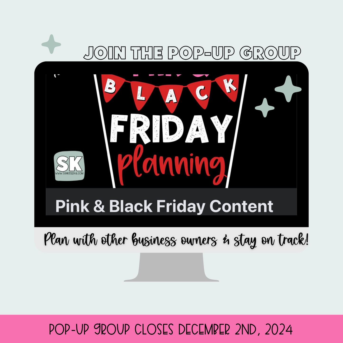 Black Friday & Pink Friday Content Calendar themed social media plan | Sun Kissed Virtual Assistant