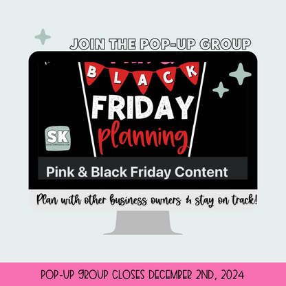 Black Friday & Pink Friday Content Calendar themed social media plan | Sun Kissed Virtual Assistant