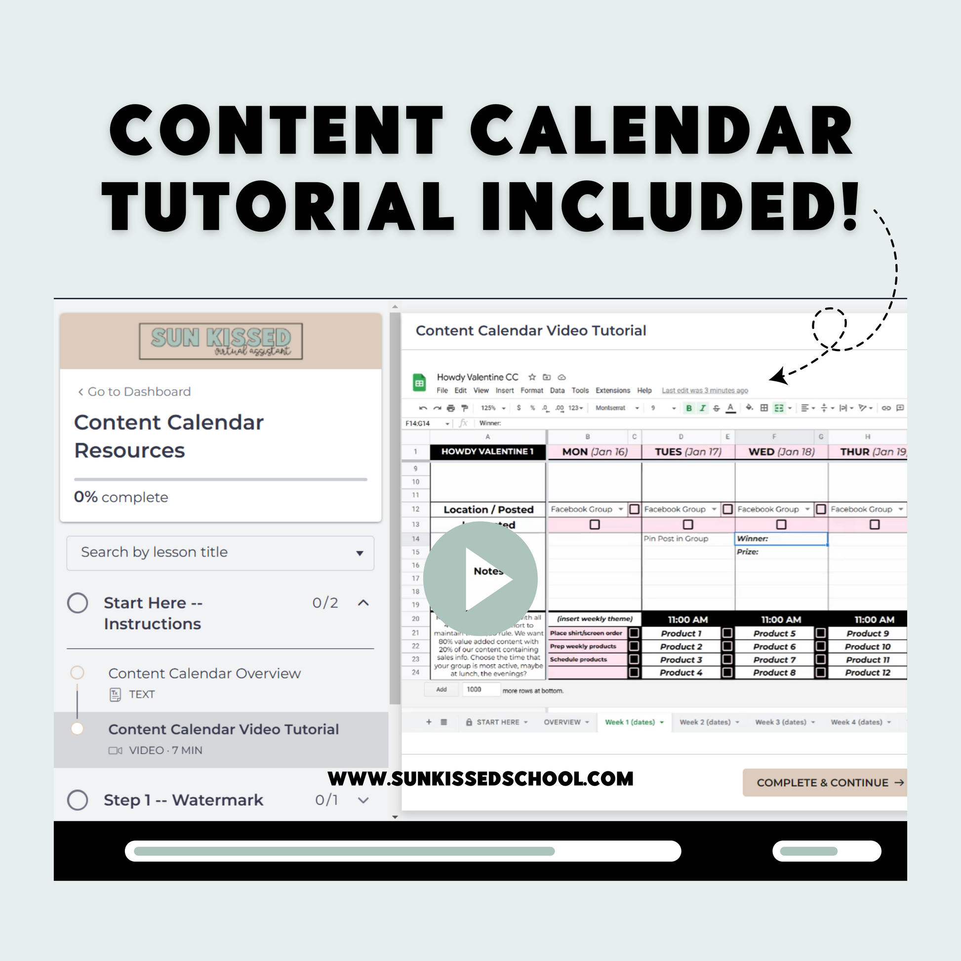 Going to School Content Calendar themed social media plan | Sun Kissed Virtual Assistant
