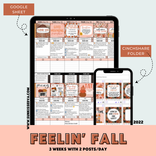 Feelin' Fall Content Calendar themed social media plan | Sun Kissed Virtual Assistant