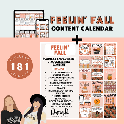 Feelin' Fall Content Calendar themed social media plan | Sun Kissed Virtual Assistant
