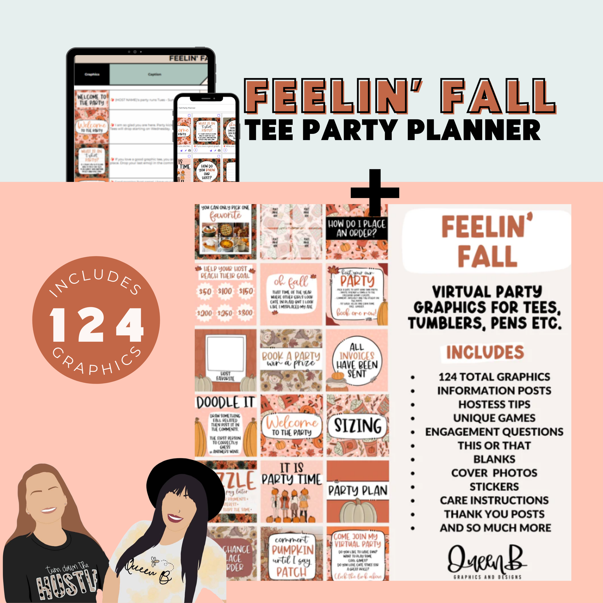 Feelin Fall Tee Party Planner & Party Graphics for Social Media Engagement | Sun Kissed Virtual Assistant