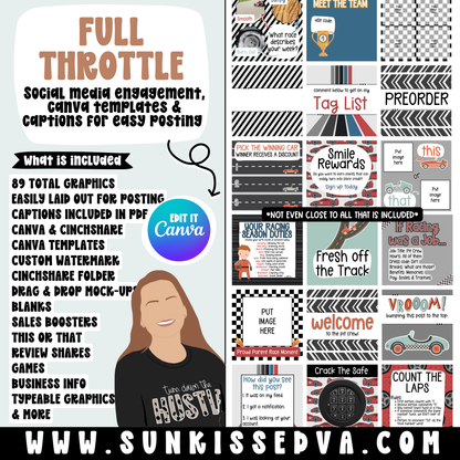 Full Throttle (89 Social Media Graphics, Captions & Canva Templates)