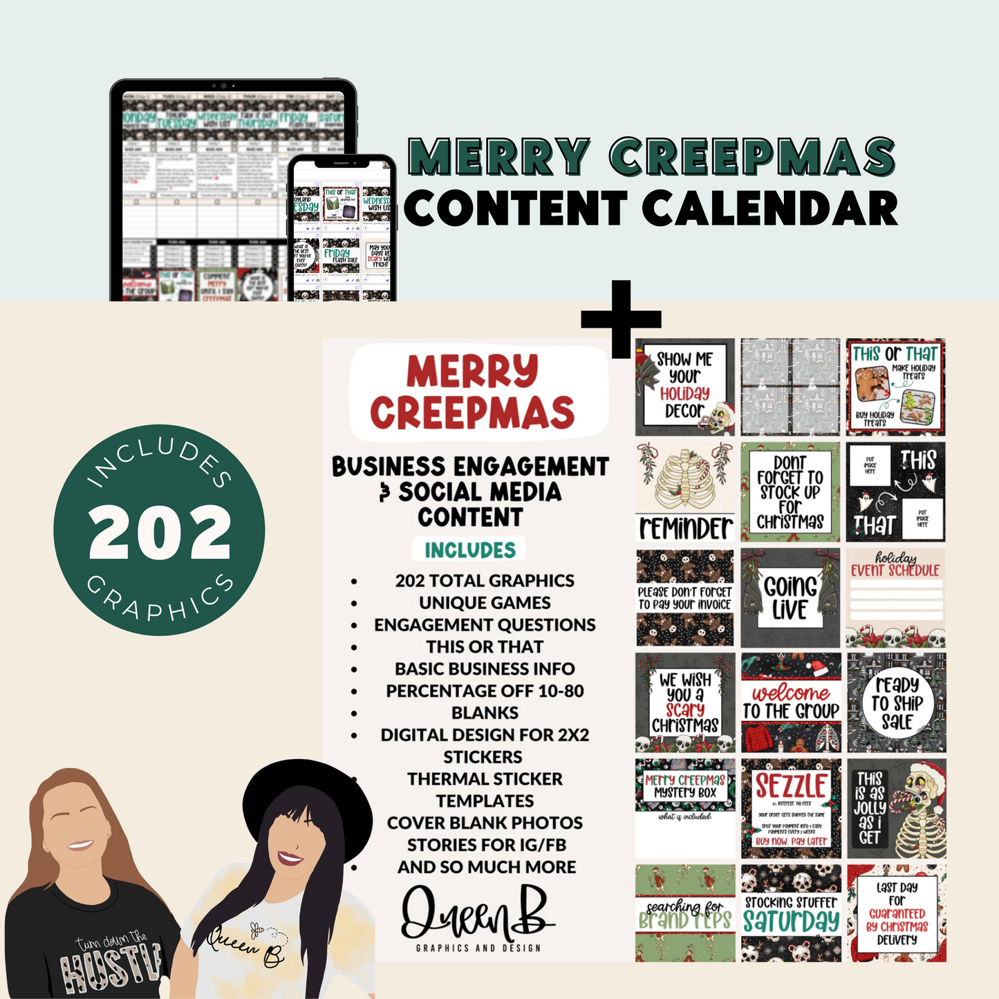 Merry Creepmas Content Calendar themed social media plan | Sun Kissed Virtual Assistant