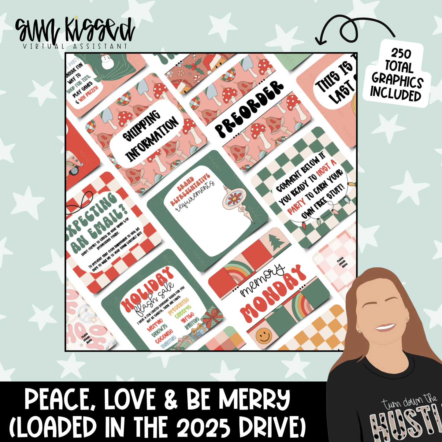 Peace, Love & Be Merry (250 Social Media Graphics)