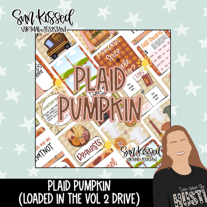 Plaid Pumpkin (91 Editable Graphics in Canva)