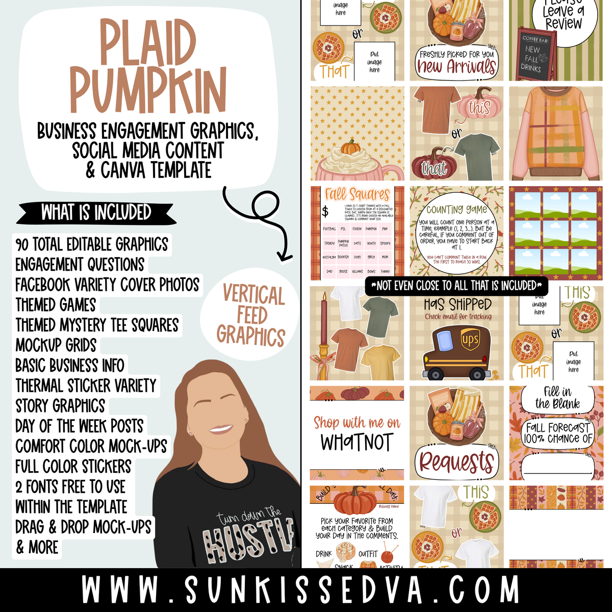 Plaid Pumpkin (91 Editable Graphics in Canva)