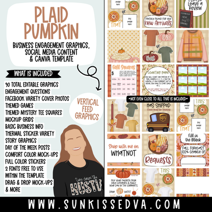 Plaid Pumpkin (91 Editable Graphics in Canva)
