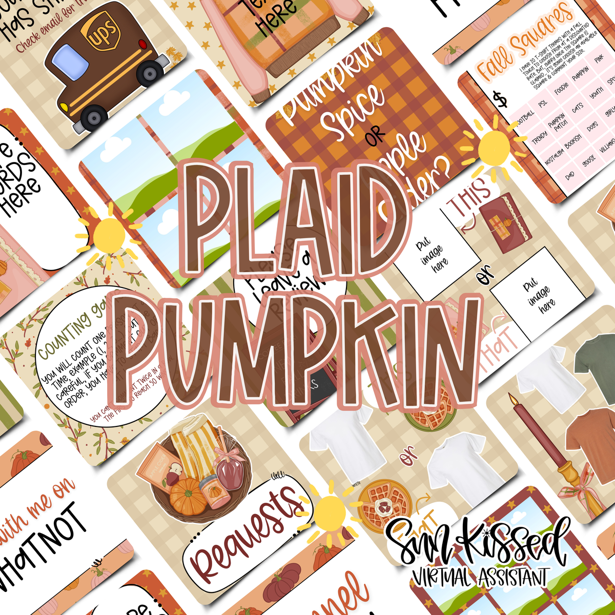 Plaid Pumpkin (91 Editable Graphics in Canva)