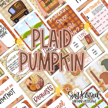 Plaid Pumpkin (91 Editable Graphics in Canva)