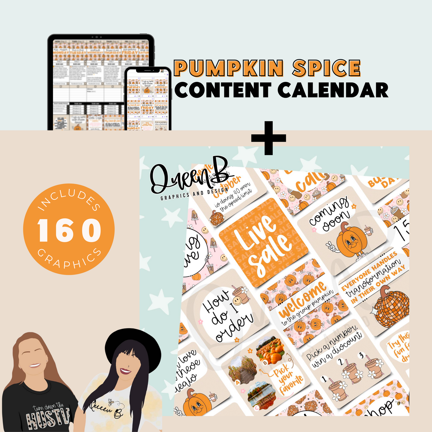 Pumpkin Spice Content Calendar themed social media plan | Sun Kissed Virtual Assistant