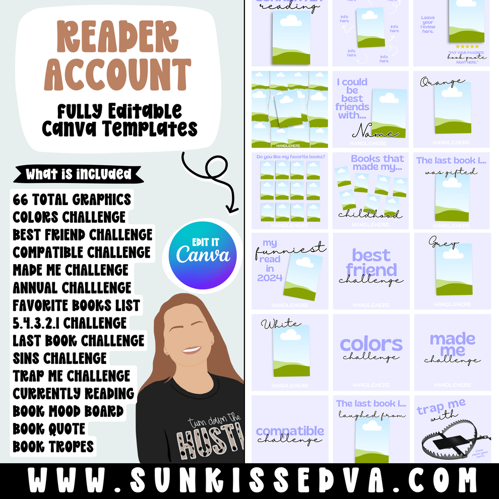 Reader Account Canva Templates | Sun Kissed VA