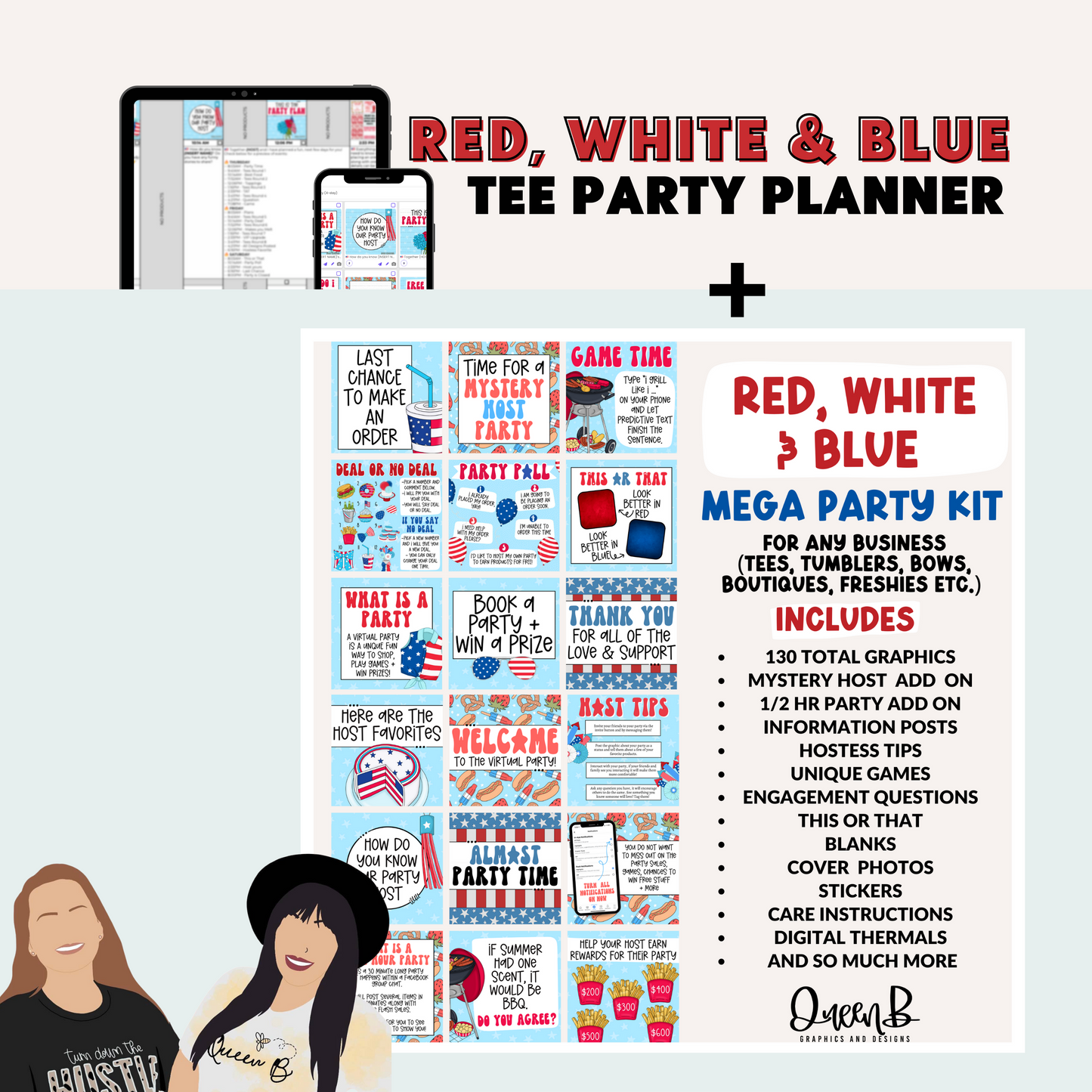 Red White & Blue Tee Party Planner | Sun Kissed Virtual Assistant