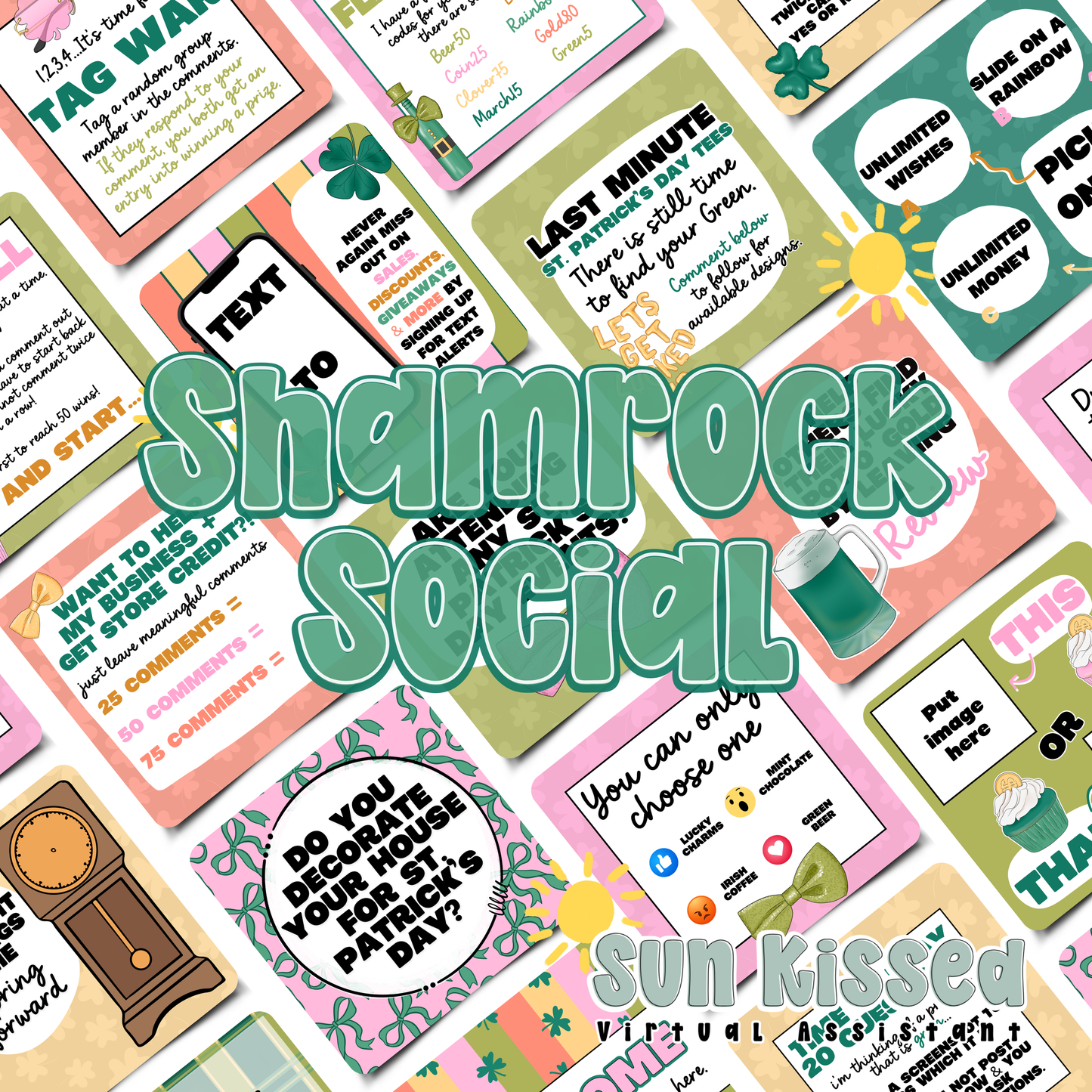 Shamrock Social (86 Social Media Graphics, Captions & Canva Templates)