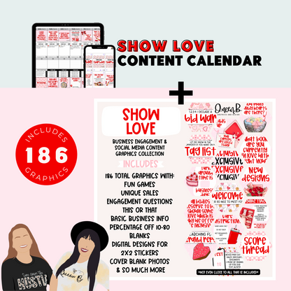 Show Love Content Calendar themed social media plan | Sun Kissed Virtual Assistant