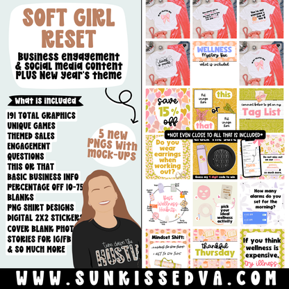Soft Girl Reset (191 Social Media Graphics, including 5 PNGs)