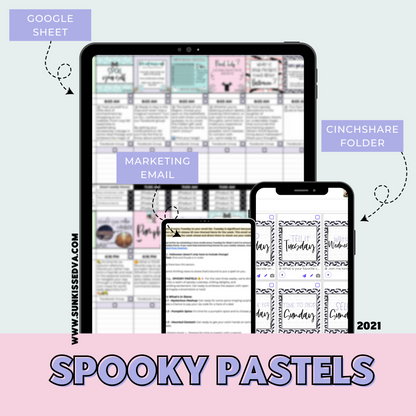 Spooky Pastel Content Calendar themed social media plan | Sun Kissed Virtual Assistant