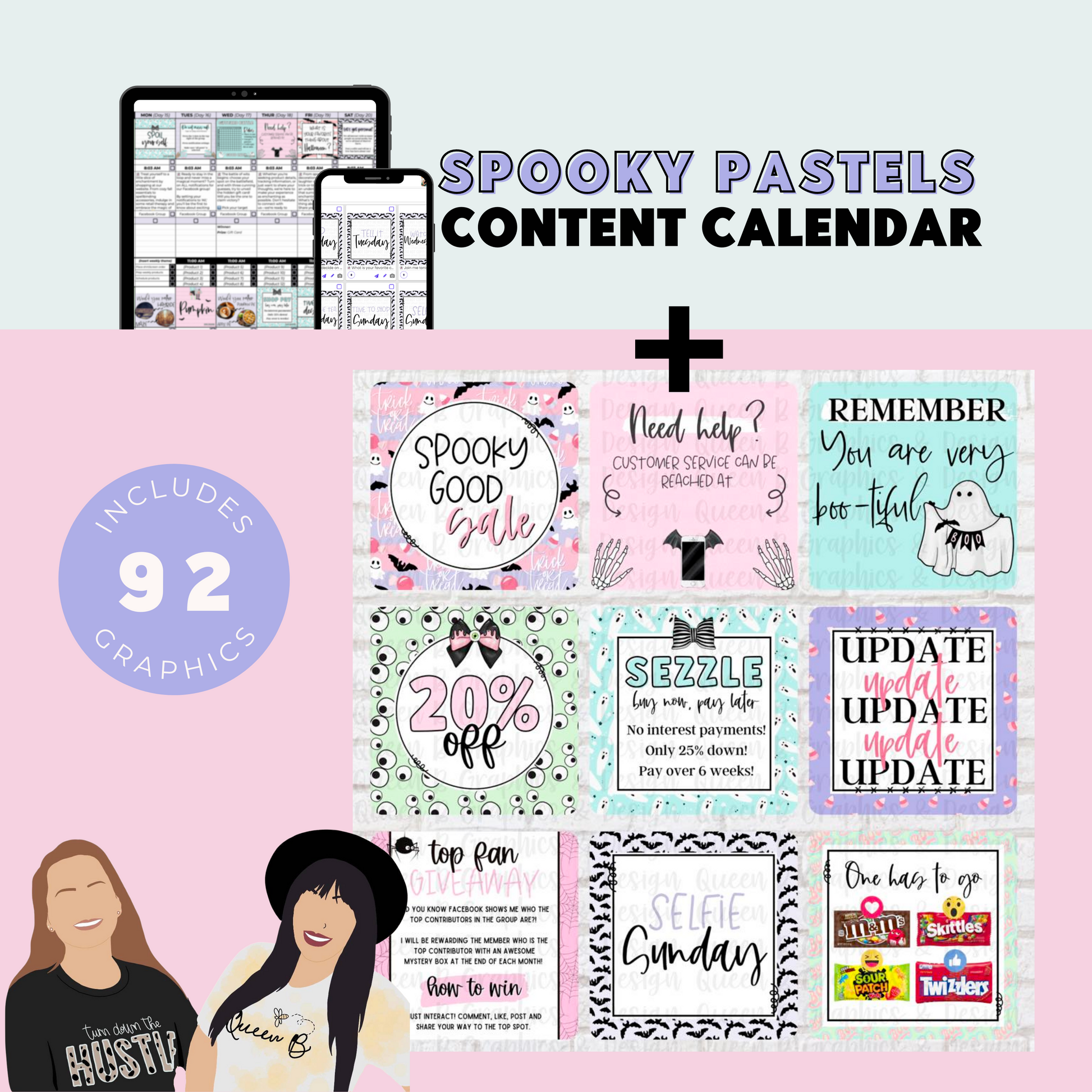 Spooky Pastel Content Calendar themed social media plan | Sun Kissed Virtual Assistant