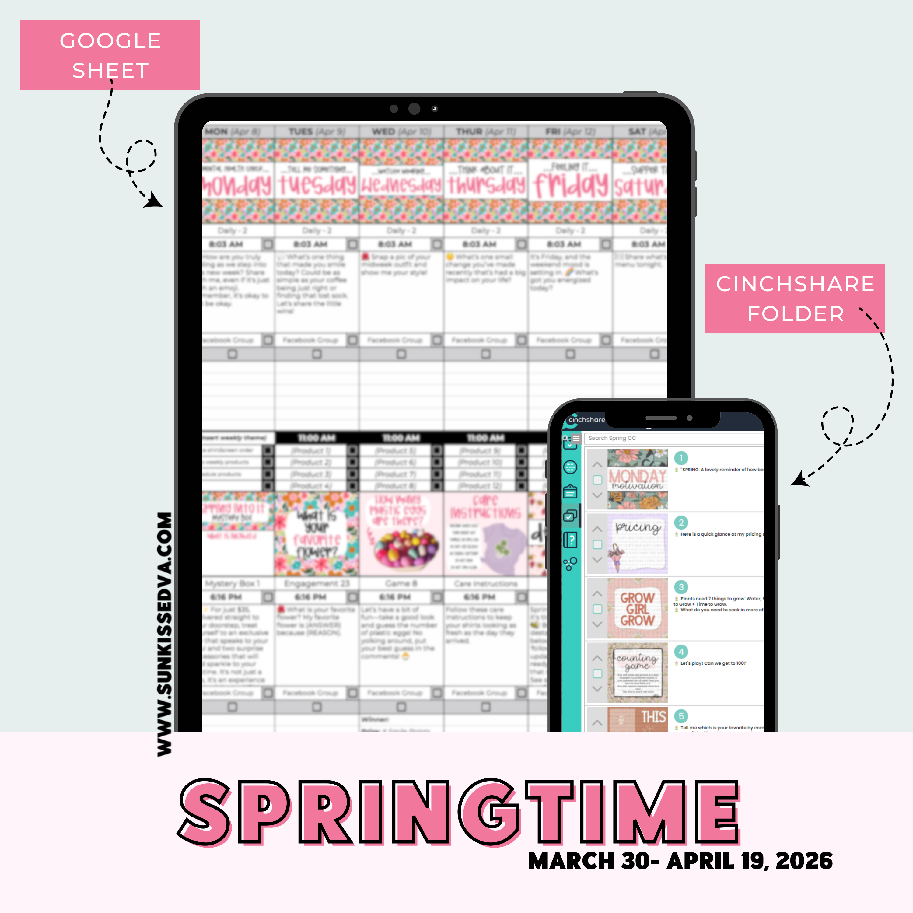 Spring Time Calender Springtime Content Calendar | Sun Kissed Virtual Assistant – Sun Kissed VA