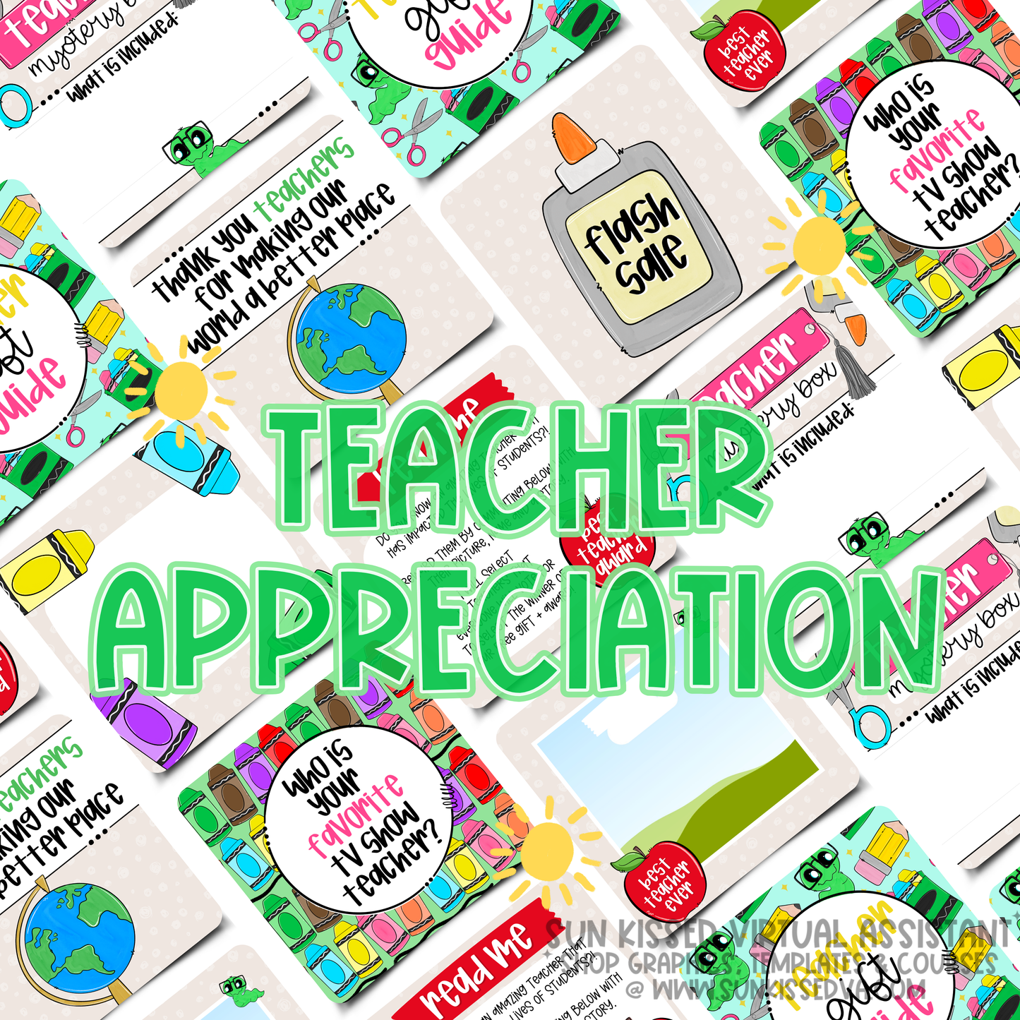 Teacher Appreciation (10 Graphics with Canva Template)