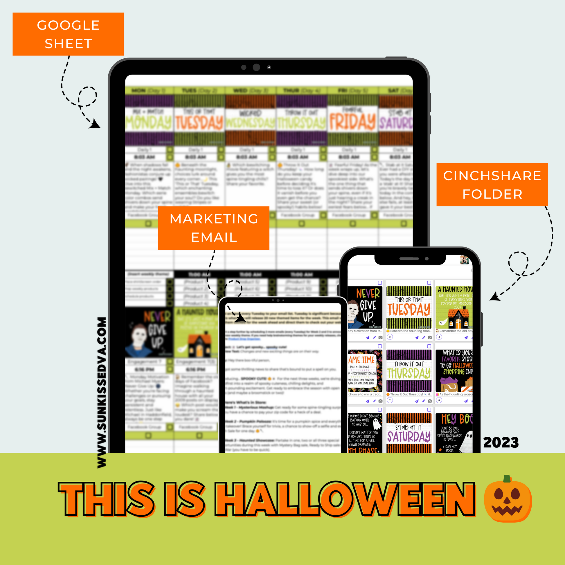 This is Halloween  Content Calendar themed social media plan | Sun Kissed Virtual Assistant