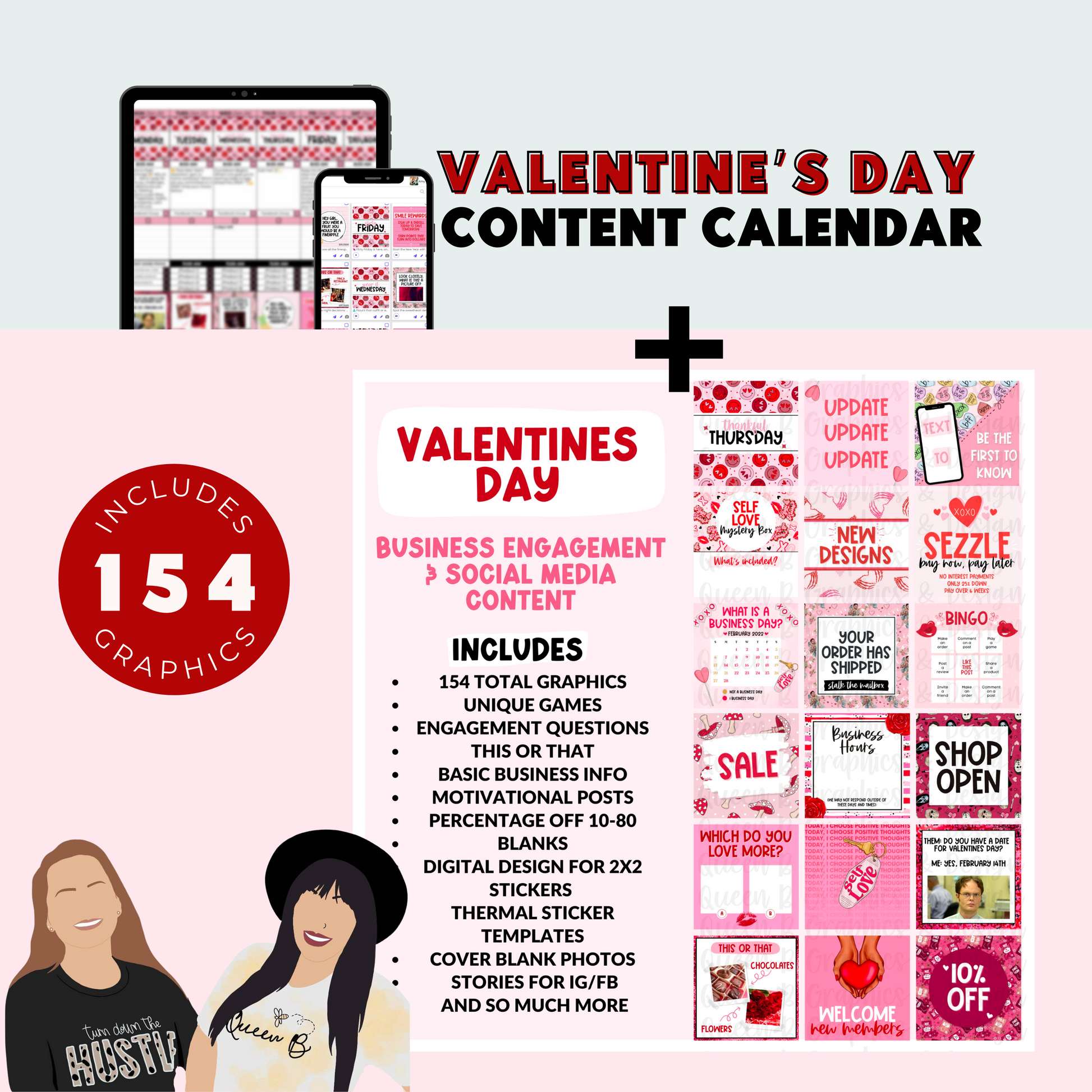 Valentine's Day Content Calendar themed social media plan | Sun Kissed Virtual Assistant