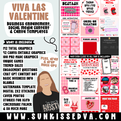 Viva Las Valentine (142 Social Media Graphics & Canva Templates)