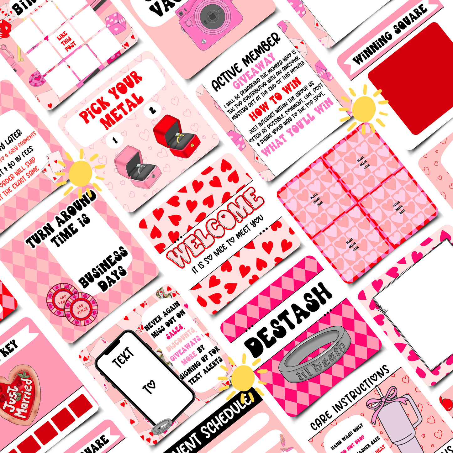 Viva Las Valentine (142 Social Media Graphics & Canva Templates)