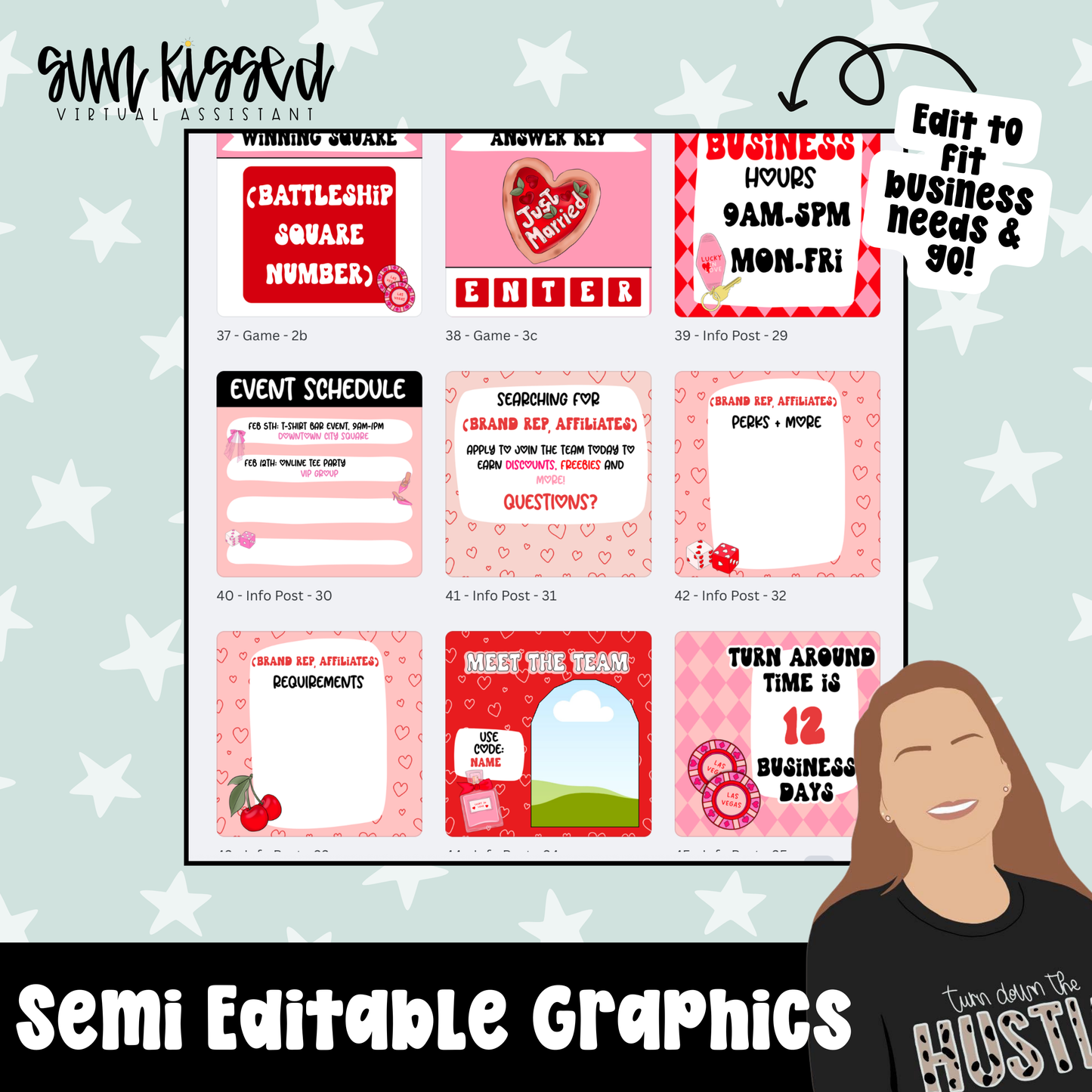 Viva Las Valentine (142 Social Media Graphics & Canva Templates)