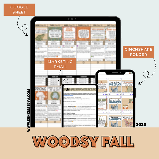 Woodsy Fall Content Calendar themed social media plan | Sun Kissed Virtual Assistant