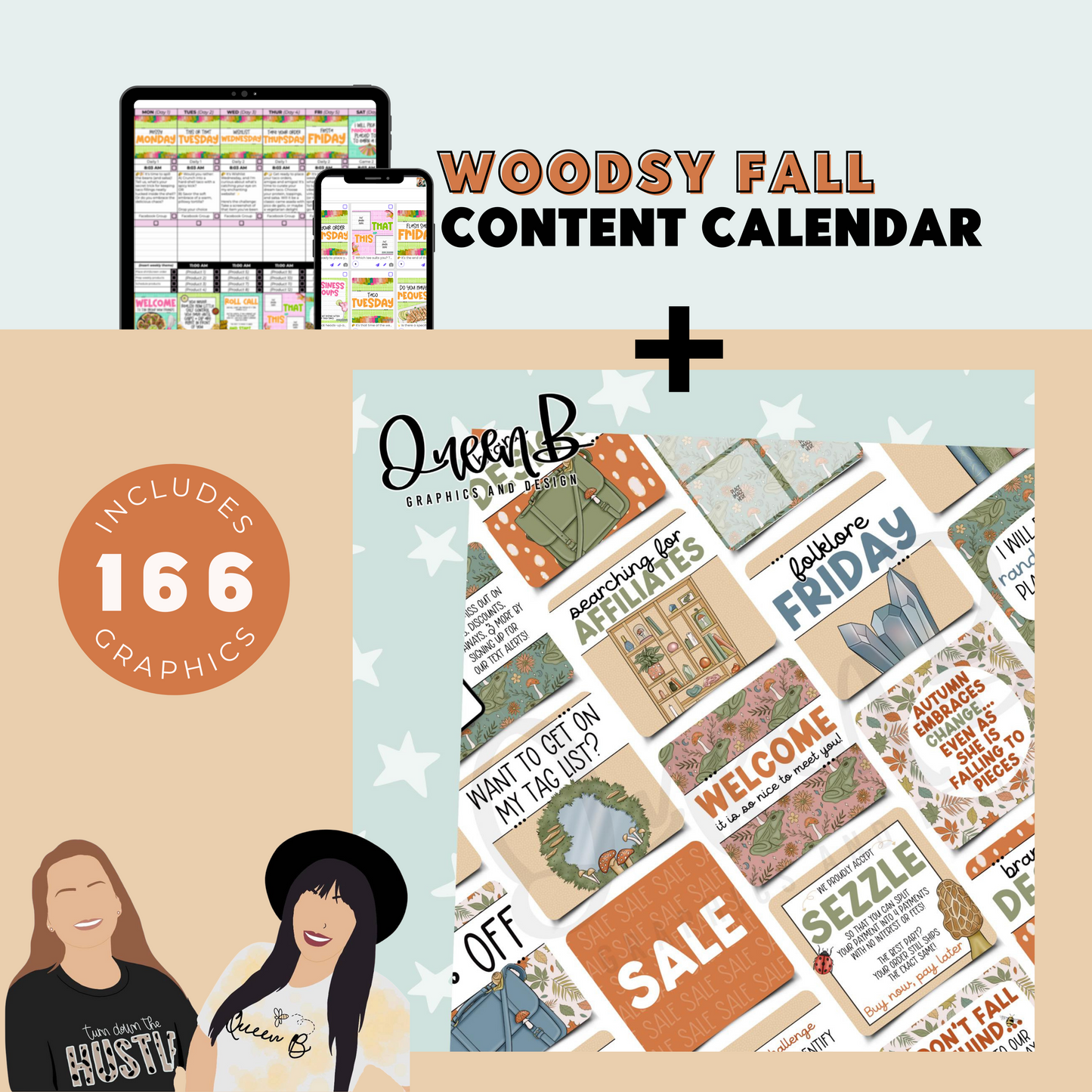 Woodsy Fall Content Calendar & 166 Engagement Graphics