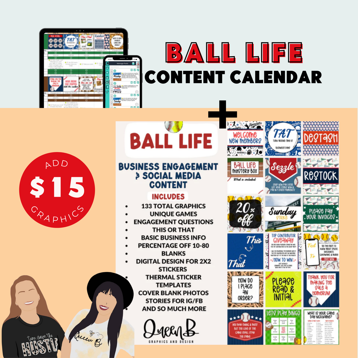 Ball Life Content Calendar themed social media plan | Sun Kissed Virtual Assistant