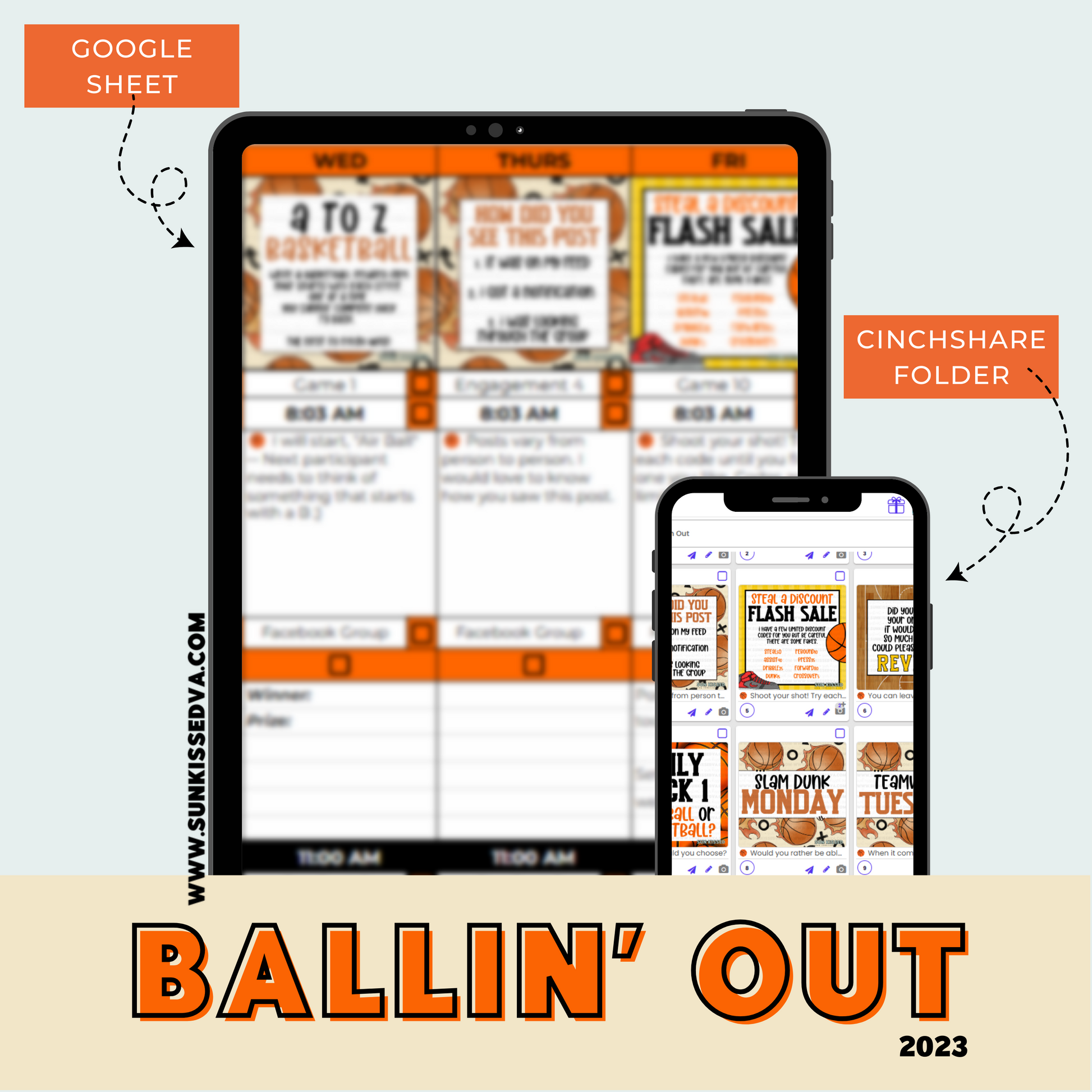 Ballin Out Content Calendar themed social media plan | Sun Kissed Virtual Assistant