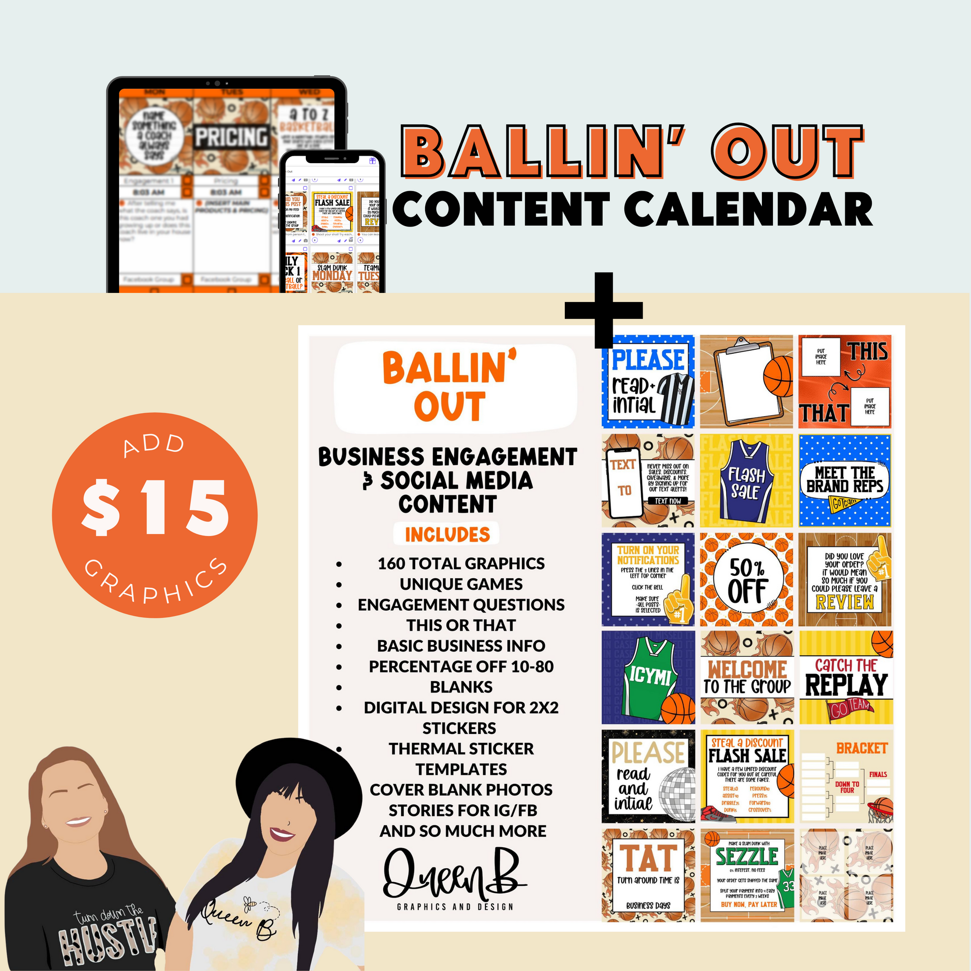 Ballin Out Content Calendar themed social media plan | Sun Kissed Virtual Assistant