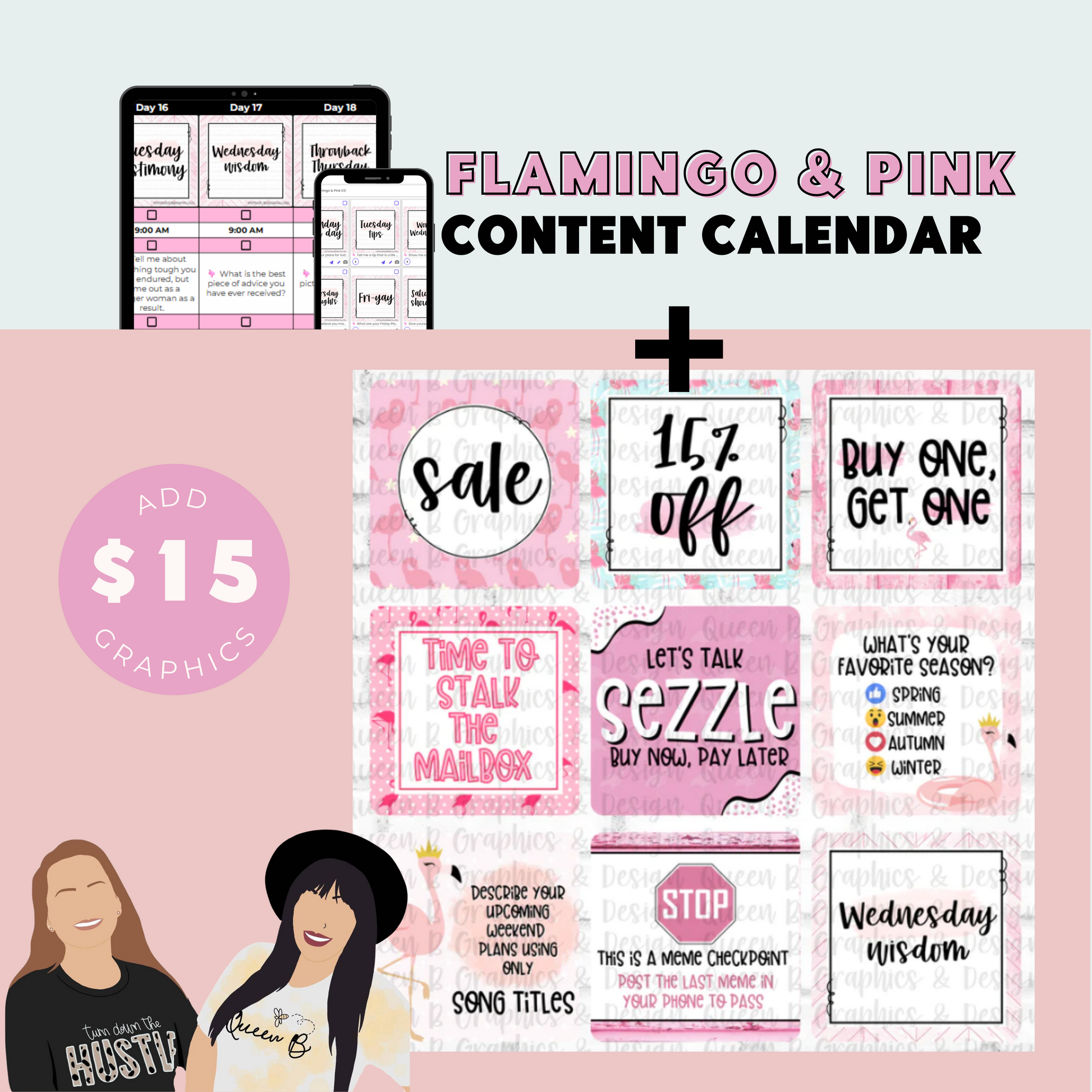 Flamingo & Pink Content Calendar | Sun Kissed Virtual Assistant