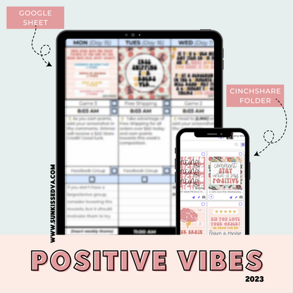 Positive Vibes Content Calendar to connect with your audience right where they are | Sun Kissed Virtual Assistant