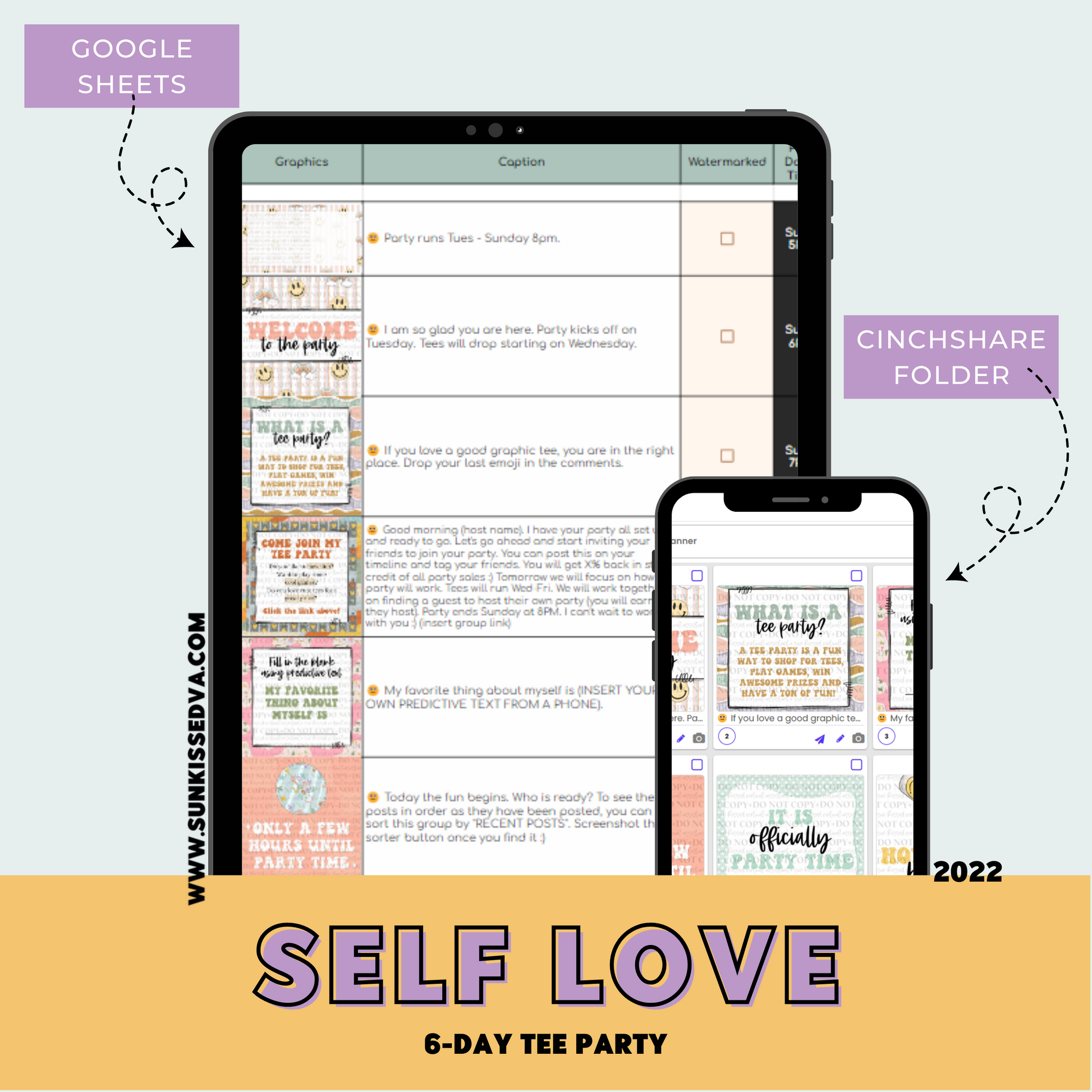 Self Love Tee Party Planner | Sun Kissed Virtual Assistant