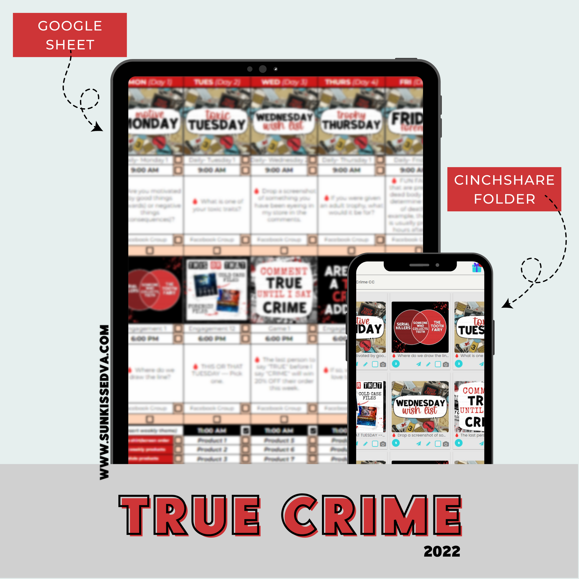 True Crime Content Calendar | Sun Kissed Virtual Assistant